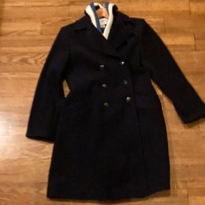 J G Hook Double Breasted Navy Wool Coat